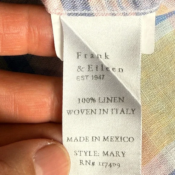 Frank & Eileen Mary Linen Plaid Shirt Dress Multi Color Plaid, size Large - Picture 12 of 13